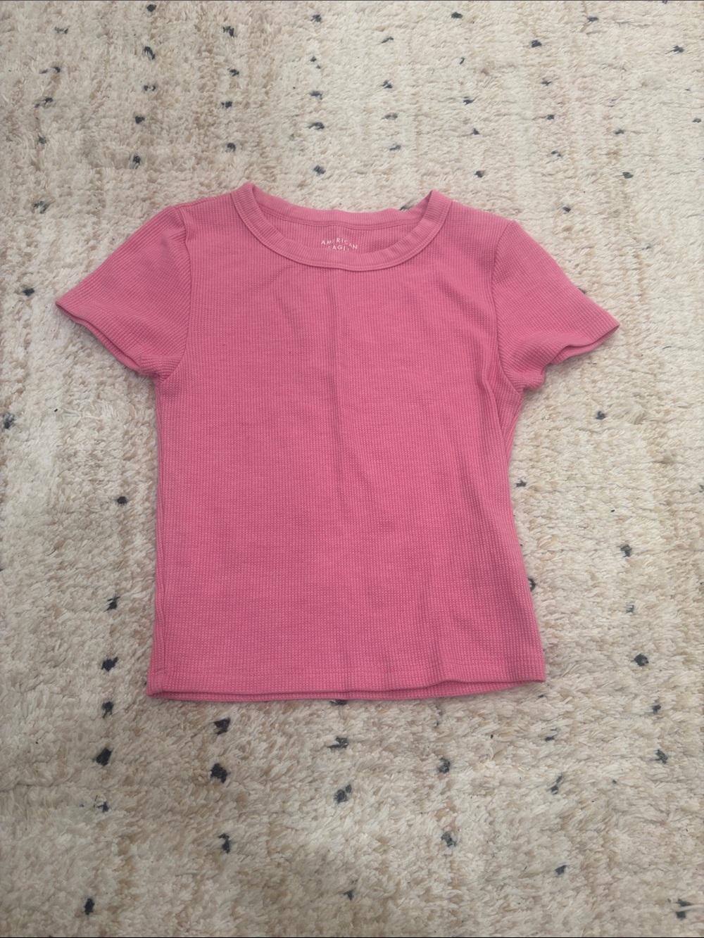 American Eagle Outfitters Girls' Pink Ribbed Short Sleeve Tee
